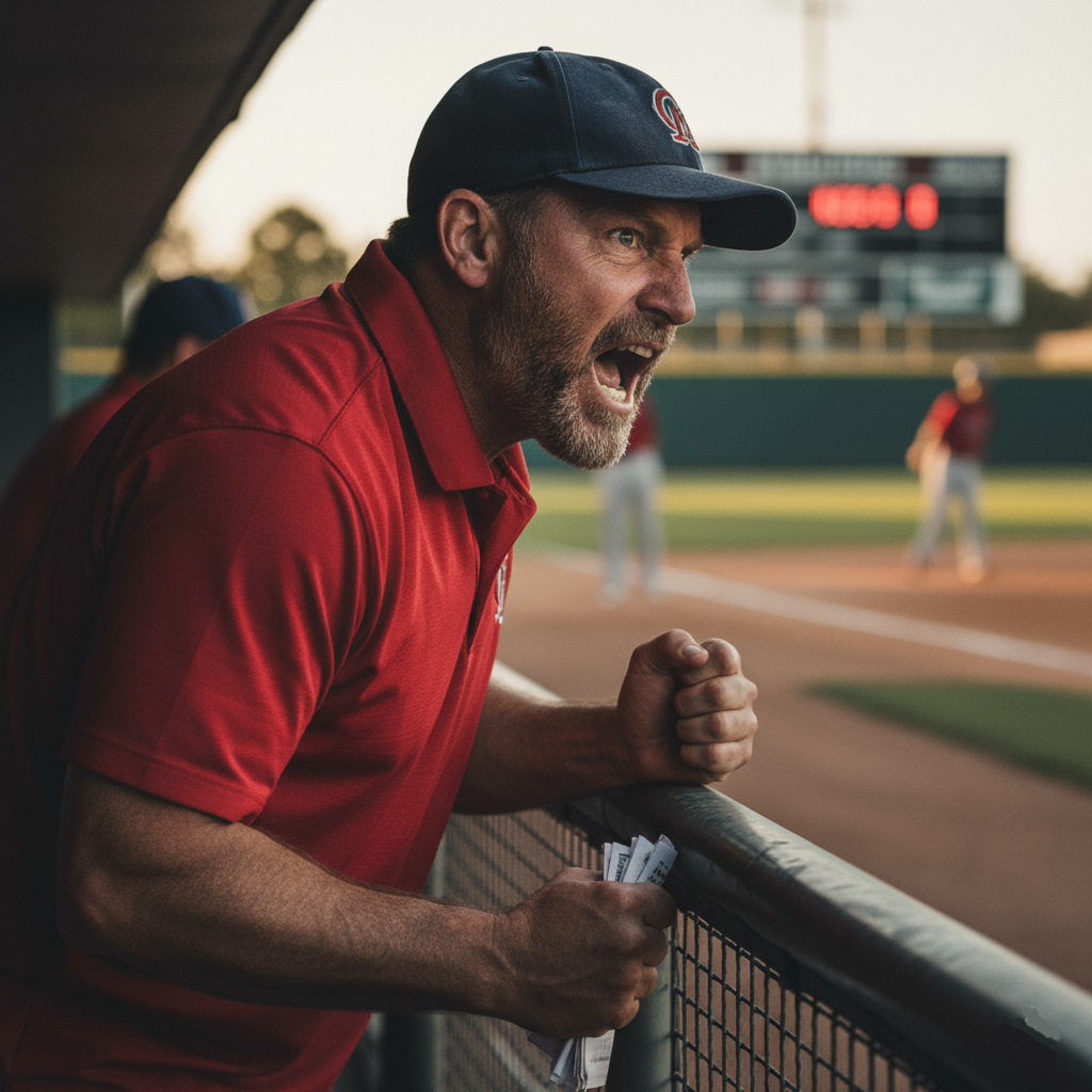 Frustrated baseball coach