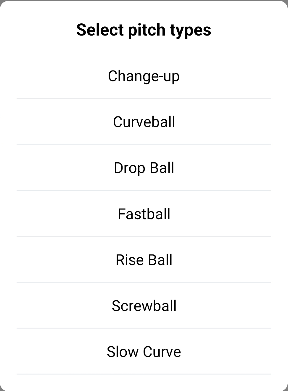 App screen to edit a pitch library